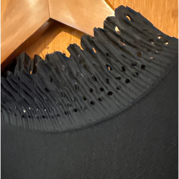 Zara shirt Medium black puff sleeve lace high mock neck whimsigoth Victorian - Picture 5 of 10